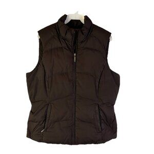 Vintage 90s Eddie Bauer Goose Down Fill Puffer Vest Jacket Brown